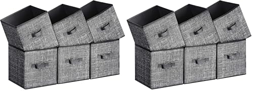 SONGMICS Storage Cubes, 11-Inch Non-Woven Fabric Bins with Double Handles, Set of 6, Closet Organizers for Shelves, Foldable, for Clothes, Classic Black UROB026B01 (Pack of 2) - color: Classic Black, size: 11 Inch-12 Pack