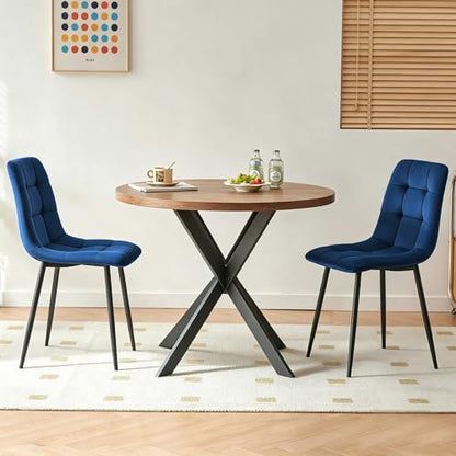 Homedot Dining Chairs Set of 2, Modern Kitchen Chairs Upholstered Velvet Guest Reception Side Chairs Tufted with Metal Legs for Bedroom Living Room Vanity, Navy Blue - color: Navy Blue, size: 2*Chair