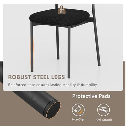 Einhomn Upholstered Dining Chairs Set, Modern Stackable Dining Room Chairs with Soft Velvet Backrest, Kitchen Chairs with Sturdy Metal Legs for Living Room, Restaurant, Set of 2,Black - color: Black