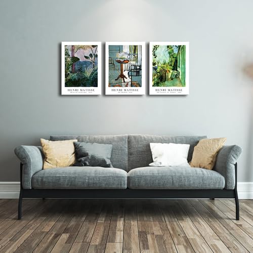 Wieco Art Canvas Wall Art Set of 3 Henri Matisse Aesthetic Posters The Terrace, St.Tropez The Window Moroccan Landscape Matisse Prints Posters for Home Decorations - size: 12x16inchx3pcs(30x40cmx3pcs)