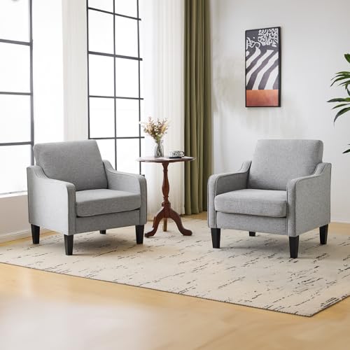 VINGLI Accent Chairs for Living Room Mid Century Modern Chair Sofa Chair Upholstered Arm Chair with Scooped Arms for Bedroom, Apartment, Office, Studio, Waiting Room, Play Room - color: Grey