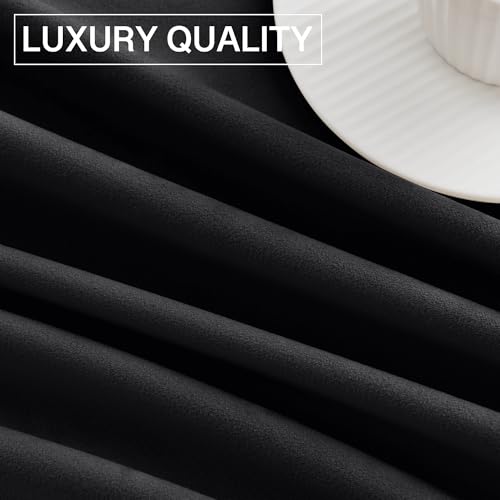 Black Blackout Curtains Dual Rod Pocket, W52 x L63 inches, 2 Panels | 300GSM Soft Heavy Velvet, Thermal Insulated, Noise Reducing, Bedroom, Home Office, Theater Media Room - color: Neutral Series - Black, size: 52"W x 63"L (Pack of 2)