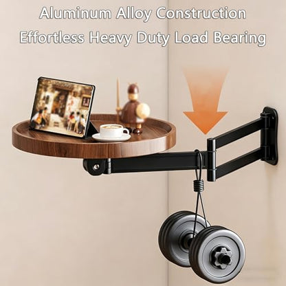 Retractable Wall Mounted Folding Table, 11.8" Adjustable Wall Mounted Coffee Table Small Foldable Desk with Retractable Brackets for Bedroom Balcony Living Space Saving (Walunt Color) - color: Walunt Color
