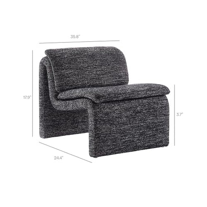 Modway Lume Curved Lounge Chair in Charcoal Boucle Fabric – Modern Upholstered Armless Accent Chair with Padded Cushion - Unique Slipper Chair for Bedroom or Living Room - color: Charcoal