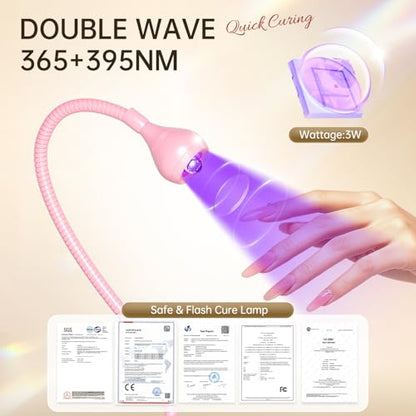 AORAEM LED Nail Lamps Flexible Gooseneck Lamp Gel Polish Curing Light Pink | Quicky Dry Nail Manicure Dryer Plug Play Portable Flash Cure Light for Gel Nails Home DIY Professionals - color: Pink