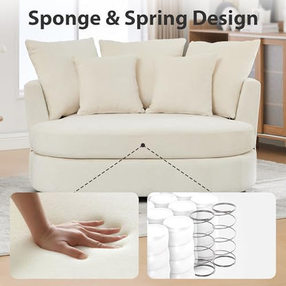 Chifee & Vingol 55" W Oversized Accent Barrel Chair Large Round Chair Extra Large Armchair with 5 Pillows for Living Room,Bedroom,Home Theater,Chenille,Beige - color: 55"- Beige