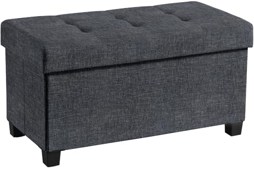 Ornavo Home 30" Large Storage Ottoman Bench with Legs, Black | Foot Rest Stool; Ottoman with Hidden Storage; Ideal for Bedroom, Living Room, Entryway or Home Office - color: Black, size: 15"D x 30"W x 15"H