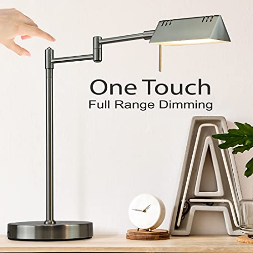 O'Bright LED Pharmacy Table Lamp, Full Range Dimming, 12W LED, 360 Degree Swing Arms, Desk, Reading, Craft, Work Lamp, ETL Tested, Brushed Nickel - color: Brushed Nickel