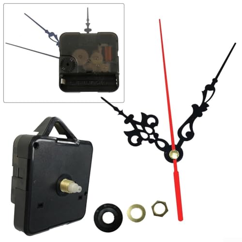 Quartz Clock Movement Kit for Silent Wall Clock Repair and DIY Assembly – Plastic Mechanism with 12.2" Second Hand, 9.2" Minute Hand, 6.5" Hour Hand, 13mm Shaft