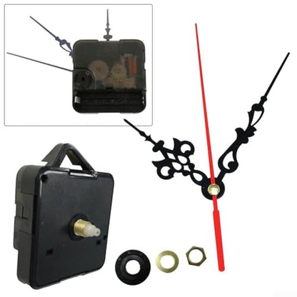 Quartz Clock Movement Kit for Silent Wall Clock Repair and DIY Assembly – Plastic Mechanism with 12.2" Second Hand, 9.2" Minute Hand, 6.5" Hour Hand, 13mm Shaft