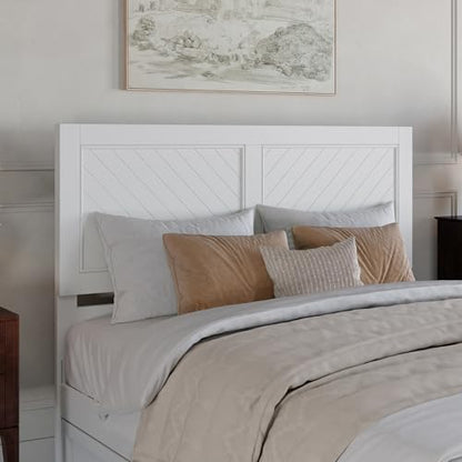 AFI, Canyon Queen Solid Wood Rustic Farmhouse Headboard, White - color: White, size: Queen (U.S. Standard)
