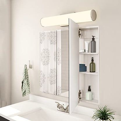 Design House Cyprus Medicine Cabinet, 3 Frameless Mirrored Doors, 2 Adjustable Shelves, Pre-Assembled, Surce or Recess-Mounted, White, 36.3 in. W x 4.4 in. D x 30.1 in. H, 590265 | Adjustable Shelves, Wall Mount, Contemporary/Modern, Wood, Bath, 590265 -