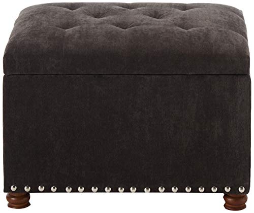 Adeco High End Dark Classy Tufted, Accents Rectangular Storage Bench Footstool, Dim Brown ttomans & Storage Ottomans Royal Olive Grey - color: Royal Olive Grey