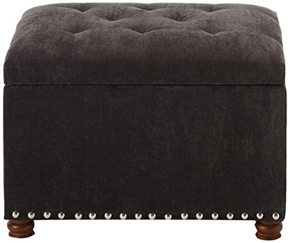 Adeco High End Dark Classy Tufted, Accents Rectangular Storage Bench Footstool, Dim Brown ttomans & Storage Ottomans Royal Olive Grey - color: Royal Olive Grey