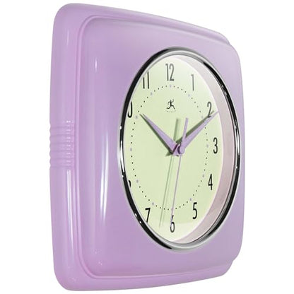 Infinity Instruments Square Retro Wall Clock, Lavender, 9.25" - color: Lavender
