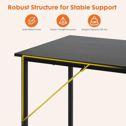 Sweetcrispy 53" Computer Desk, L Shaped Corner Gaming Desk, Power Outlet | Reversible Corner Computer Table, Adjustable Shelf CPU Stand, CPU Stand Hook, Home Office, Black - size: 53 Inch