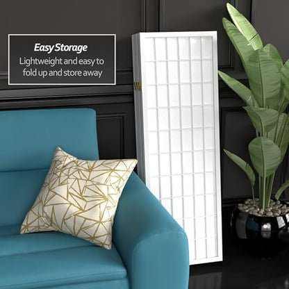 4 ft. Short Window Pane Shoji Screen - White - 8 Panels - color: White, size: 8 Panels