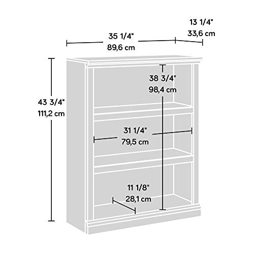 Sauder 3 Tier Book Shelf Wooden Bookcase Multipurpose Bookshelf for Home Office, Living Room, in White Plank - color: White Plank Finish