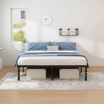 NEW JETO Metal Bed Frame,Full Size Bed Frame with Storage Space,16 Inch | Heavy Duty Sturdy Mattress Foundation,Easy Assembly,No Box Spring Needed, Black - size: Full, style: 16 Inch
