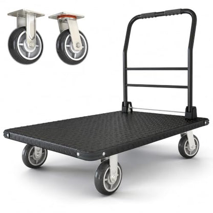 3000 lbs. Capacity Foldable Push Cart Dolly | Moving Platform Hand Truck | Heavy Duty Space Saving Collapsible | Swivel Flat Bed Wagon - Furniture Luggage Lifting - color: Black, size: 3000 lbs.
