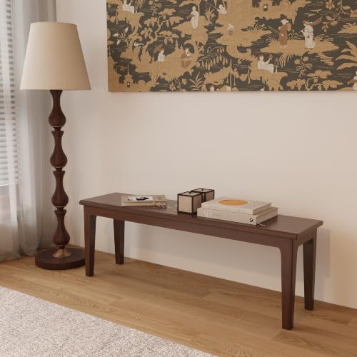 Dining Bench 55.1" Wood Solid Oak Wooden Bed End/Entryway Bench for Bedroom Living Room Kitchen(Brown) - color: Brown, size: 55.1"