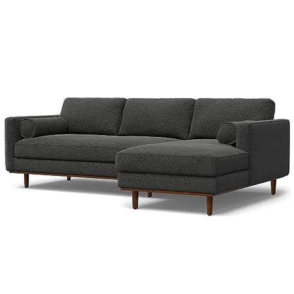 SIMPLIHOME Morrison Sofa and Ottoman 2-Piece Set in Charcoal Grey - color: Charcoal Grey, style: Right Sectional Sofa