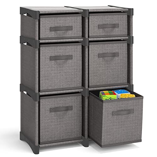 6 Cube Storage Organizer, Gray Storage Cubes Organizer Shelves, Sturdy Cubbies Storage Shelves with Cube Storage Organizer Bins, DIY Cube Shelf Organizer for Bedroom, Playroom, Office, & Dorm, Black - color: Grey, size: 6 - Cube Organizer