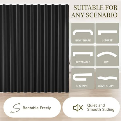 Room Divider Curtains Set, Extra Wide Blackout Curtains with Mounted Track | 100% Blackout, 3-Layer Soft Breathable Fabric, Thermal Insulated, Silding Wall Divider for Bedroom,Apartment, Space Partition - color: Black, size: 100"W x 84"L (Pack of 1)