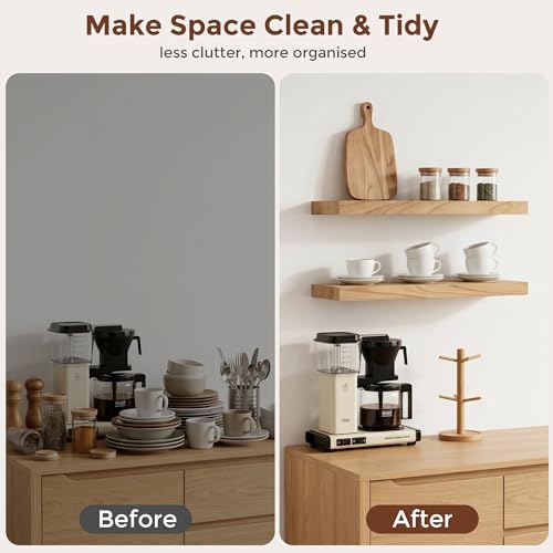 fuqing 20 Inch Floating Shelves 6.7'' Deep Natural Wood Shelves Set of 2 | 20'' x 6.7'' x 1.4'' Natural Wood Shelves for Bathroom Living Room, 35LBS, Lightweight, Hardware Included, Waterproof Finish - color: Natural, size: 20 Inch