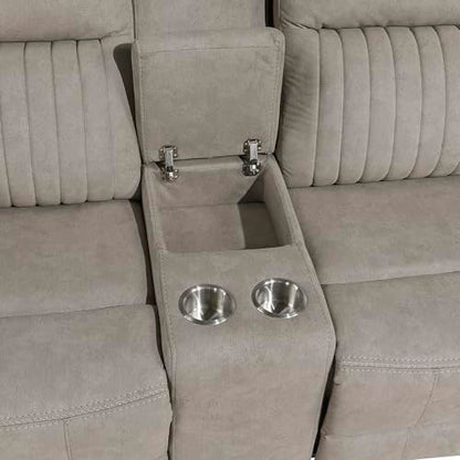 Lexicon 75" W Manual Double Reclining Loveseat with Center Console, Dove | Polished Microfiber Manual Wall Hugger Loveseat Recliner, Cup Holders, for Living Room, Tool Free Assembly - color: Dove, size: Reclining Loveseat