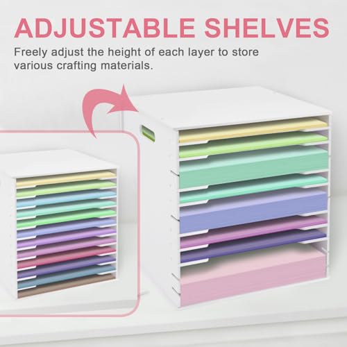 SONGWAY 12x12 Paper Storage Organizer - 13 Tier Desk File Organizer with Adjustable Shelves, Letter Mail Tray, 12x12 Stackable Scrapbook Paper Storage Cube for Home Office Classroom (Pack of 2) - size: 12-Tier (Pack of 2)