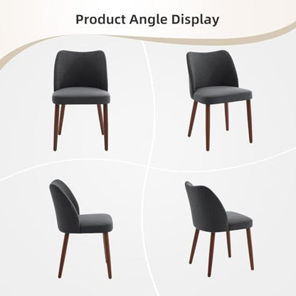 GarveeHome Wooden Dining Chair Set of 4 Upholstered Fabric Dining Chair | Modern Kitchen Chairs with Curved Backrest Leveling Feet for Dining Room, Living Room, , No tool assembly, No Wobble - color: Dark Grey