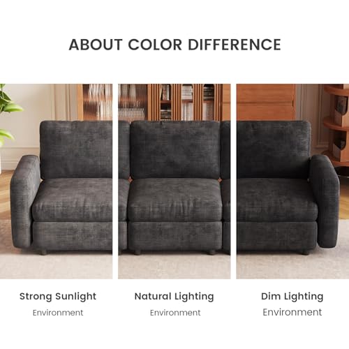 Guyii 143.7" Grey 5-Piece Sofa Set, Extra-Large 5-Seater Modular Sectional Sofa, Modern Convertible Sectional Couch for Living Room, Bedroom, Home - color: Grey, size: 5 Seat Sofa (No Ottoman)