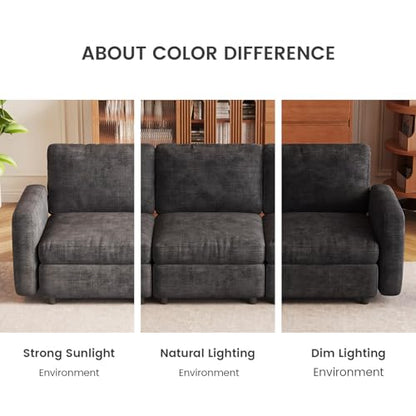 Guyii 143.7" Grey 5-Piece Sofa Set, Extra-Large 5-Seater Modular Sectional Sofa, Modern Convertible Sectional Couch for Living Room, Bedroom, Home - color: Grey, size: 5 Seat Sofa (No Ottoman)