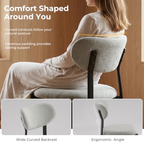Dining Chairs Set of 4, Modern Upholstered Fabric Kitchen Chairs | Textured Fabric, Curved Back, Upholstered Seat, Metal Frame, Dining Room, Kitchen, Breakfast Nook, Restaurant, Soft Gray - color: Soft Gray, size: Set of 4
