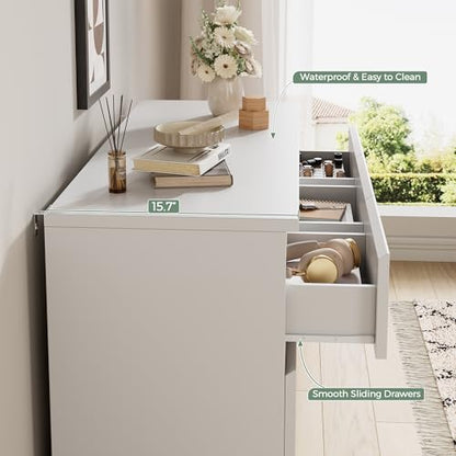 Jocoevol Modern White 7 Drawer Dresser for Bedroom, Simply Chest of Drawers, Wood Storage Dresser with Deep Drawers for Living Room Hallway Entryway, White - color: White