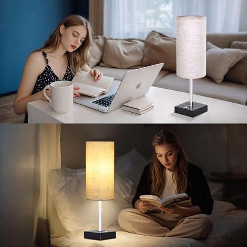 AVV Cordless Table Lamp with Dimmable, Rechargeable 3 Modes Battery Powered Bedside Lamp, rv Essentials Battery Operated Lamps, Touch Lamp for Bedroom, Living Room, Reading Room, 15 Inch Beige