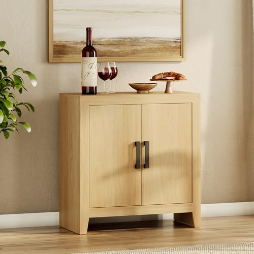 WAMPAT Buffet Cabinet with Storage, Kitchen Sideboard Cabinet with Door and Adjustable Shelf, Modern Farmhouse Credenza Wood Coffee Bar Table for Kitchen, Dining Room, Living Room, Oak - color: Oak
