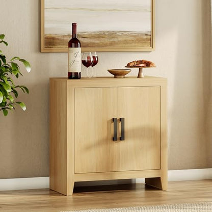 WAMPAT Buffet Cabinet with Storage, Kitchen Sideboard Cabinet with Door and Adjustable Shelf, Modern Farmhouse Credenza Wood Coffee Bar Table for Kitchen, Dining Room, Living Room, Oak - color: Oak