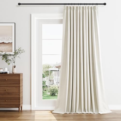 Joywell Extra Wide 100% Blackout Linen Pinch Pleat Curtains 60x102 in Cream | Natural Beige Ivory, Black Out Thermal Insulated Room Darkening, Pleated Drapes for Bedroom Living Room, 1 Panels Set - color: Natural Cream, size: 60"W x 102"L (Pack of 1)