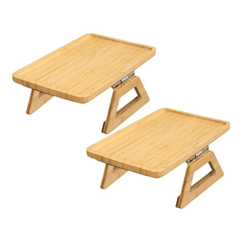 Regular Sofa Arm Table - Beige 2 Pack - color: Beige, size: Regular 13.75 x 9.5", style: Bamboo 2-Pack Rectangular