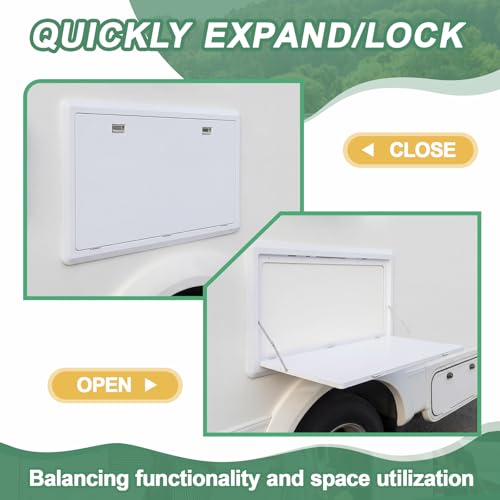 Colingmill 31.5''x17.7'' Foldable RV Table Wall Mounted Camping Table, Heavy-Duty ABS Collapsible Picnic Desk with Lockable Stainless Steel Hinge, Supports 15KG for Campervans and Motorhomes(White) - color: White