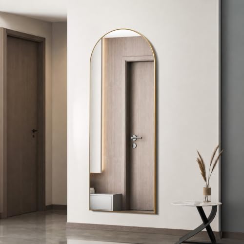 Simple Deluxe Arched Full Length Mirror, 59"x16" Large Floor Mirrors, for Wall Door Bedroom Bathroom Living Room (Gold) - color: Aura Arch, size: 59"L x 16"W