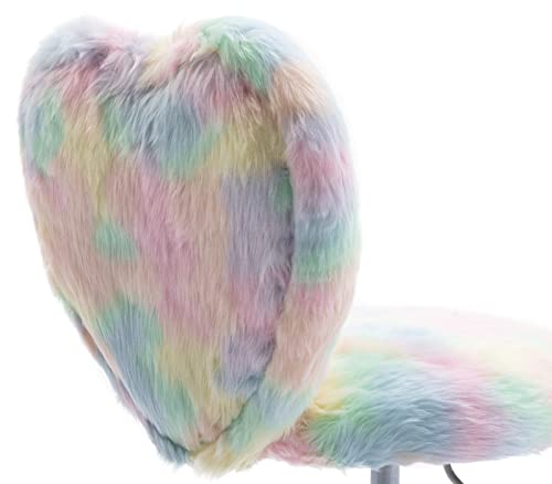chairus Kids Desk Chair Faux Fur Small Study Chair for Teenage Girls, Adjustable Heart Shaped Kids Vanity Chair for Bedroom Reading Living Room, Cute Student Task Chair with White Foot, Macaron - color: Macaron