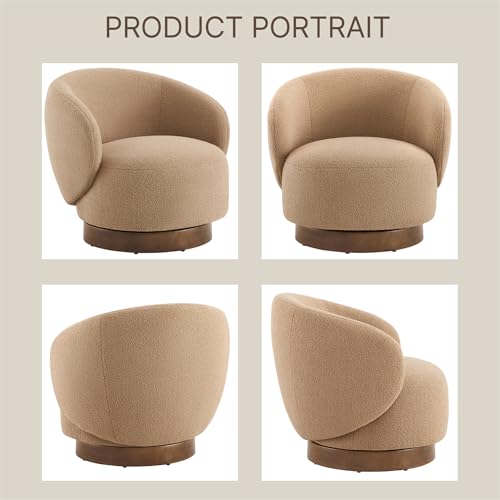 KISLOT Swivel Barrel Accent Chair, Boucle Fabric, Sand, 2-Pack | Modern Style, Upholstered, for Living Room/Bedroom/Waiting Room - color: Sand, size: Pack of 2