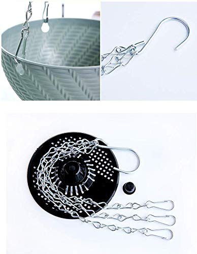 Hanging Planters Set of 5 Flower Pots Outdoor Planting or Storage for All House Plants,Flowers,Herbs, African Violets,3.5H × 6"Diameter Self-Watering Flower Pot Container White - Metal Chain