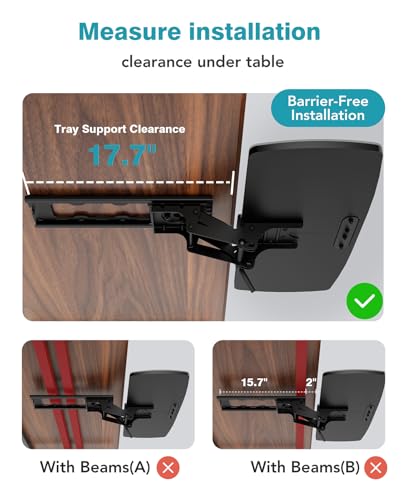 Keyboard Tray Under Desk with Storage Drawer, Height Adjustable Keyboard Tray Slide Out 360° Swivel Tilt, Ergonomic Under Desk Mount Keyboard & Mouse Holder for Gaming Home Office - size: 28” Length