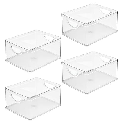 iDesign Plastic Stackable Kitchen Cabinet Storage Bin, Clear, 4-Pack | With Handles, Pantry Organizer - size: Medium, style: Pack of 4