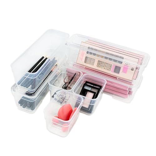 AB Designs 8-Pack Storage Bins with Lids, 4 Long and 4 Small, Clear - size: 4 Long & 4 Small