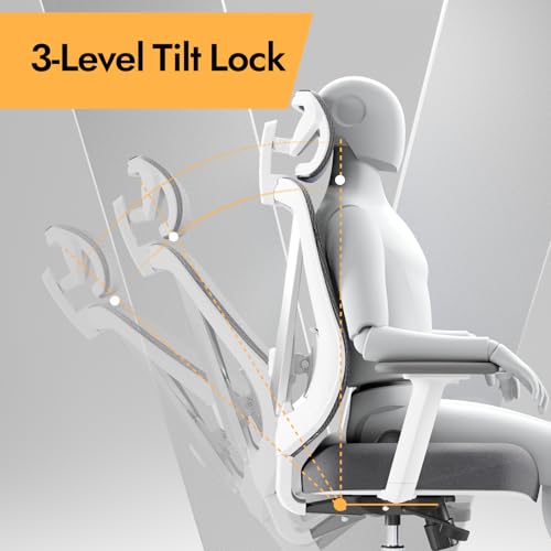 Ergonomic Mesh Office Chair - 3D Adjustable Lumbar Support & 3D Armrests, V-Shaped Back, Adjustable Desk Chair for Office & Home, White - color: White